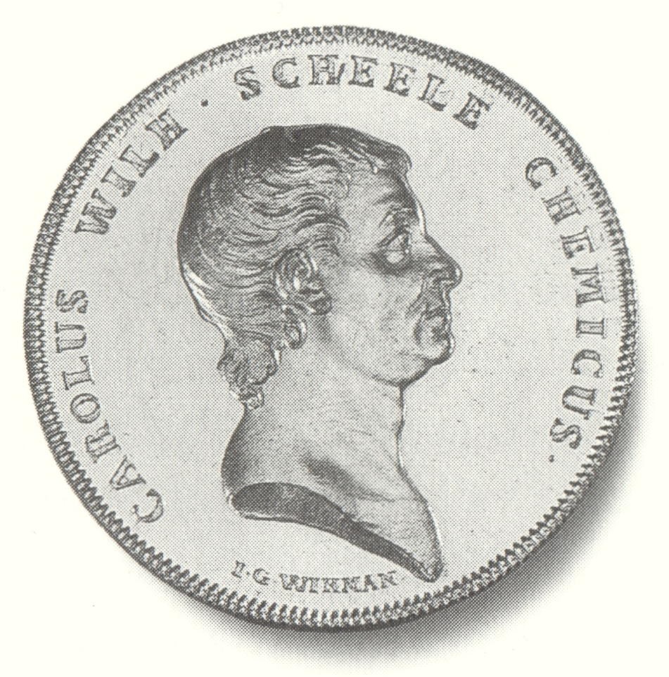 Carl Wilhelm Scheele, Medaille aus Silber (Vorderseite) v. Johan Gabriel Wikman (1753–1821), 1791, Quelle und Reproduktion: Royal Swedish Academy of Sciences, Stockholm.