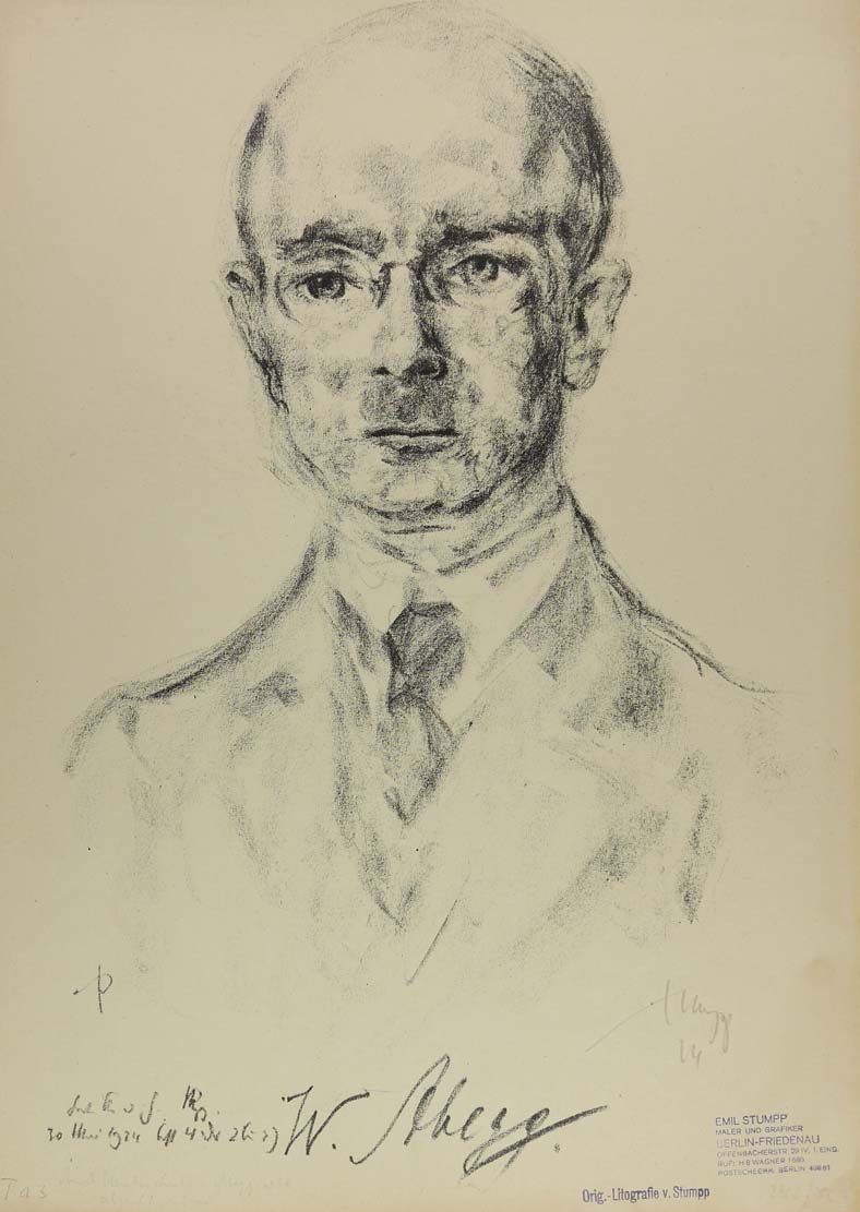  Wilhelm Abegg, Lithografie v. Emil Stumpp (1886–1941), 30.5.1924, Quelle: Emil-Stumpp-Archiv, Gelnhausen.
